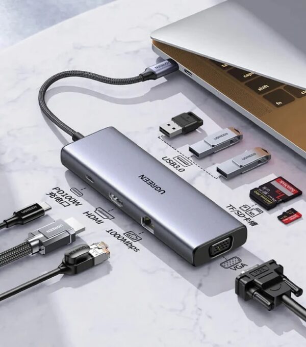 UGREEN 15600 9-in-1 USB-C Multifunction Hub with 4K HDMI & LAN (New)