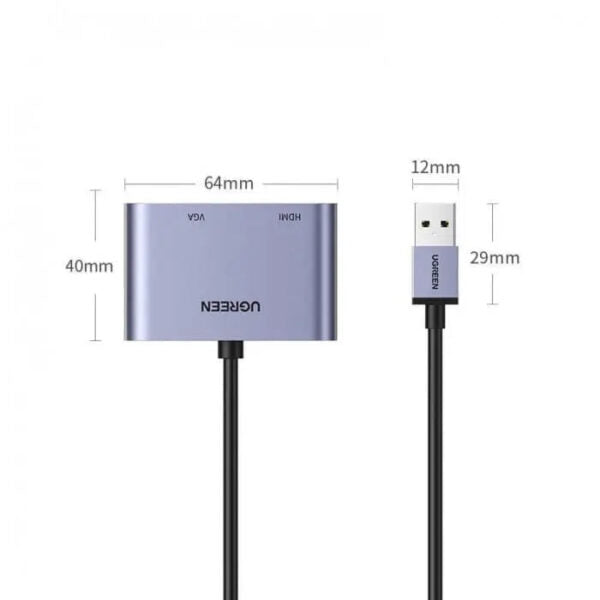 UGREEN 20518 USB 3.0 to HDMI & VGA Dual-Screen Display Converter (New)