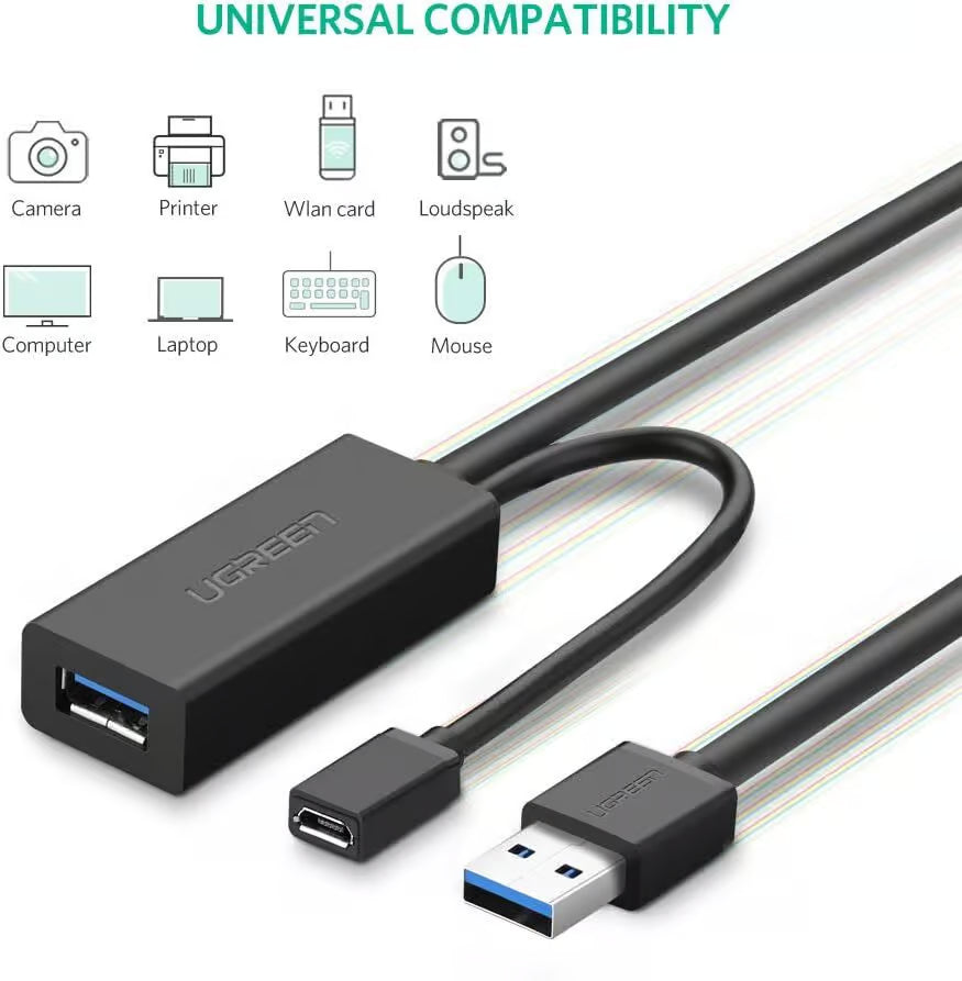 UGREEN 20826 USB 3.0 Active Extension Cable with Signal Booster - 5M (Brand New)