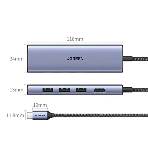 UGREEN 20956A 6-in-1 USB-C Hub with 4K HDMI & Card Reader (New)
