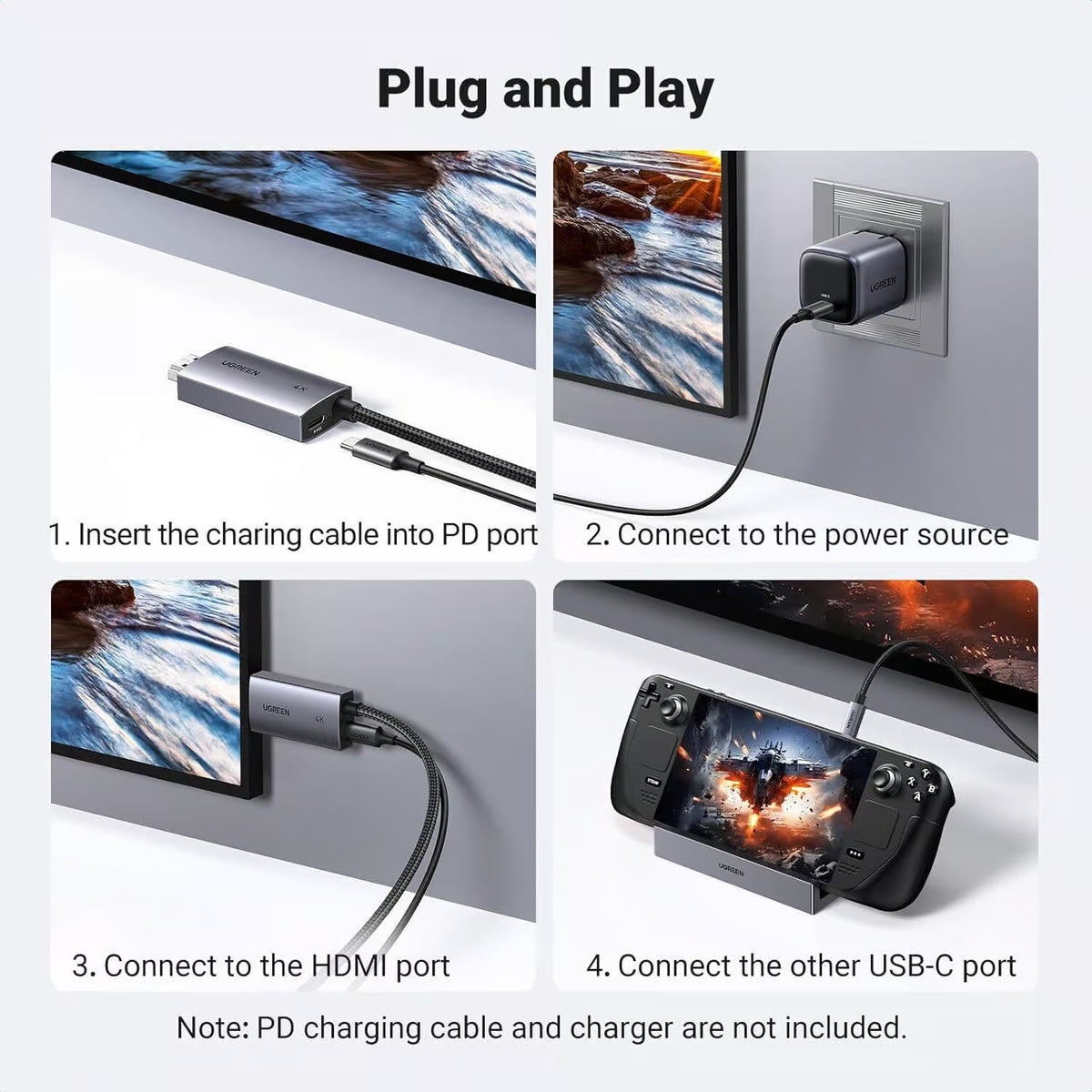 UGREEN 55330 - USB-C to HDMI 4K Multimedia Cable - 2m (New)