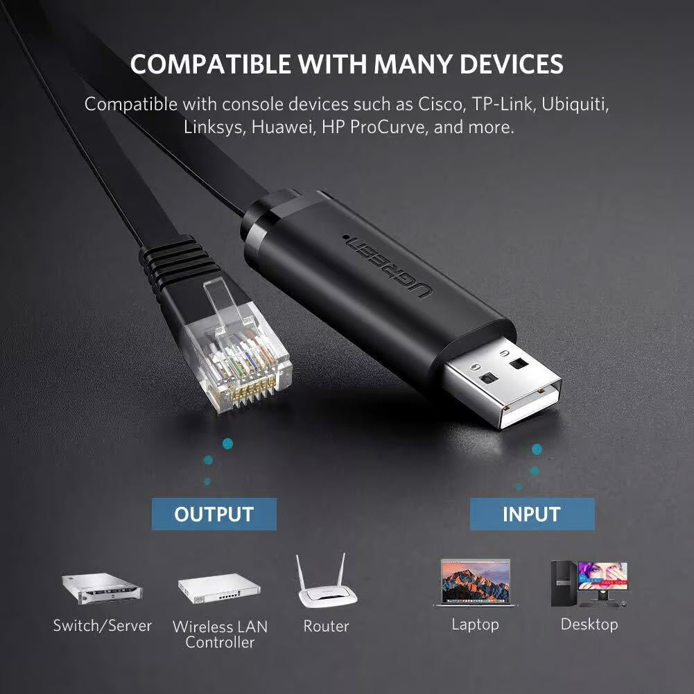 UGREEN USB to RJ45 Console Cable - FTDI Chip Rollover Serial Cord