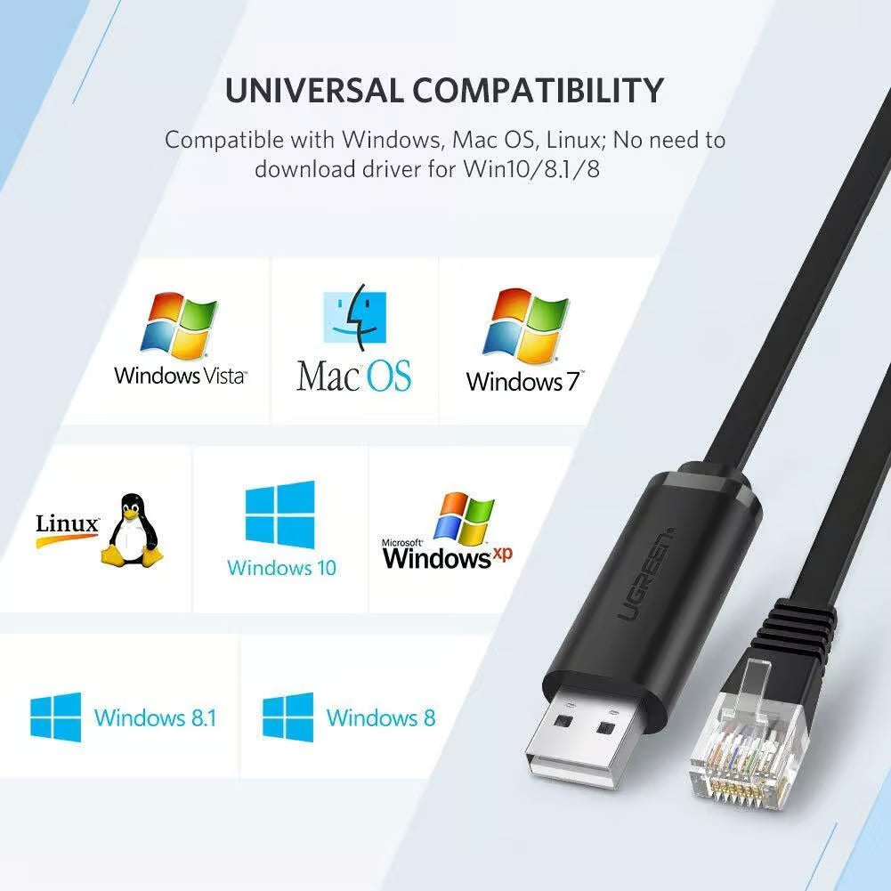UGREEN USB to RJ45 Console Cable - FTDI Chip Rollover Serial Cord