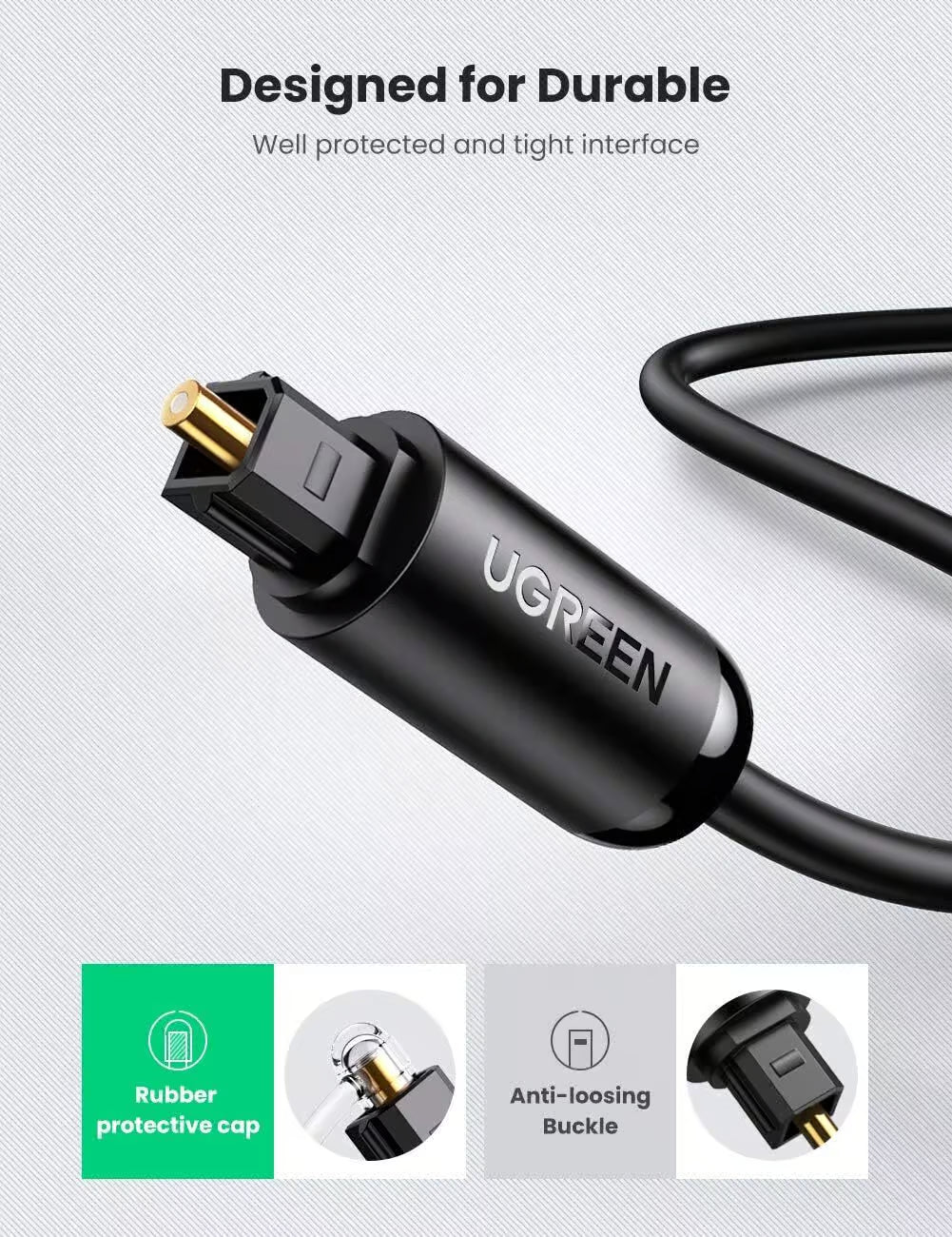 UGREEN 70893 Toslink Optical Audio Cable - 3m Digital S/PDIF Cord