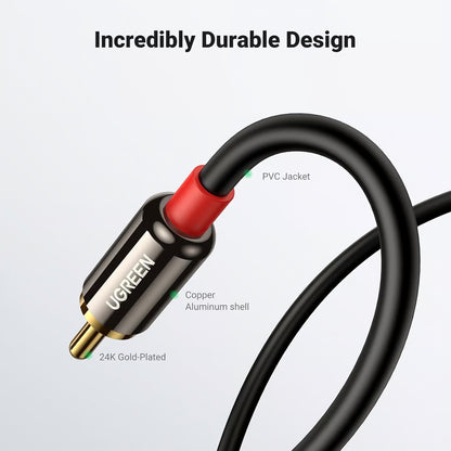 UGREEN 10590 3.5mm Male to 2RCA Male Audio Cable - 3M HiFi Stereo Cord