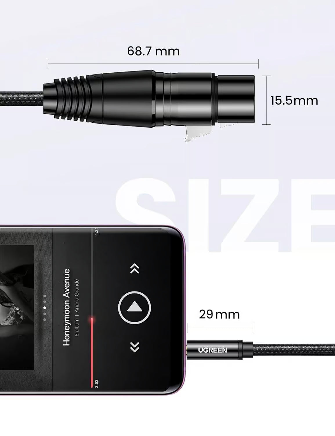 UGREEN 20244 3.5mm to XLR Audio Cable – 2m, Nylon Braided