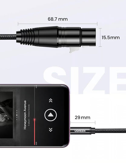 UGREEN 20244 3.5mm to XLR Audio Cable – 2m, Nylon Braided