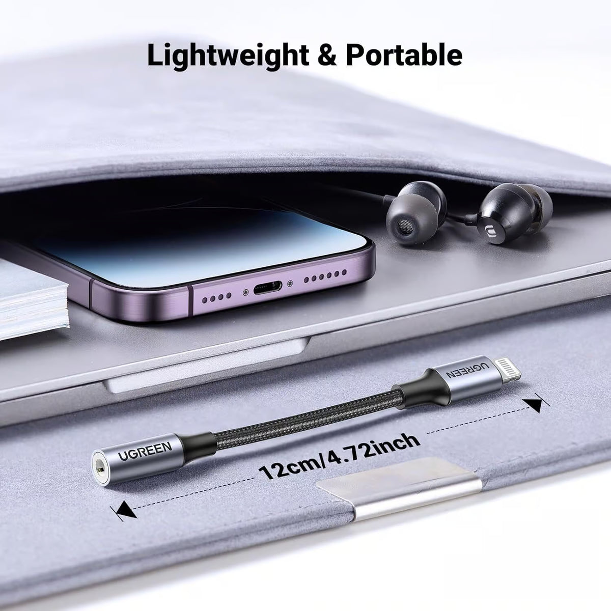 UGREEN 30756 Lightning to 3.5mm Headphone Adapter - Apple MFi Certified 10cm