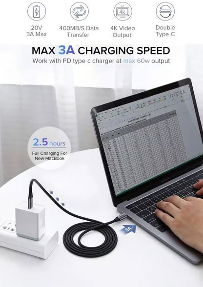 UGREEN 50751 USB-C 3.1 Gen1 Male to Male Cable - 60W 5Gbps 1.5M Gray