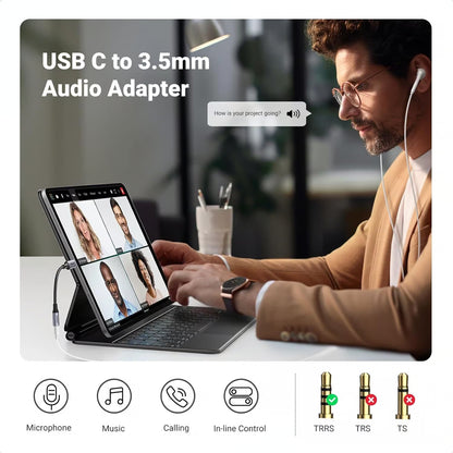 UGREEN 80154 USB-C to 3.5mm Audio Adapter - Hi-Fi DAC Braided 10CM