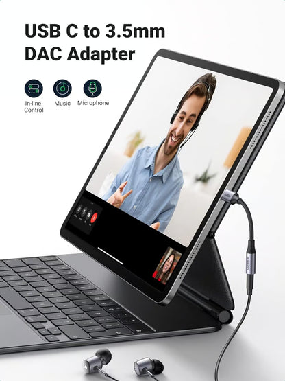 UGREEN 80154 USB-C to 3.5mm Audio Adapter - Hi-Fi DAC Braided 10CM