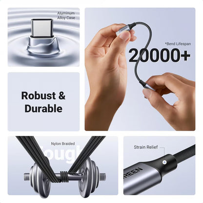 UGREEN 80154 USB-C to 3.5mm Audio Adapter - Hi-Fi DAC Braided 10CM