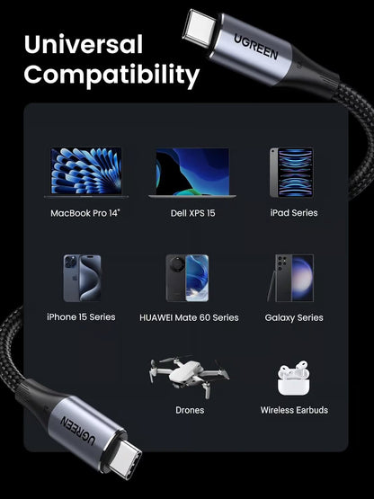 UGREEN 80150 USB-C 3.1 Gen2 Cable - 240W 10Gbps 4K@60Hz 1M