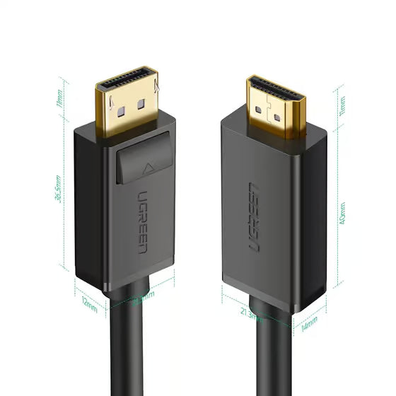 UGREEN 10203 - DisplayPort (Male) to HDMI (Male) 4K Video Cable - 3m (New)
