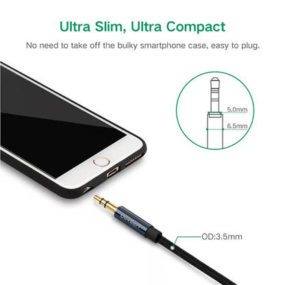 UGREEN 10686 3.5mm Male to Male Aux Audio Cable - 1.5M Braided Gold-Plated