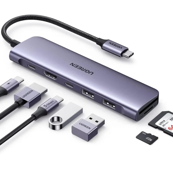 UGREEN 15214 7-in-1 USB-C Hub with 4K HDMI & SD/TF Readers (New)