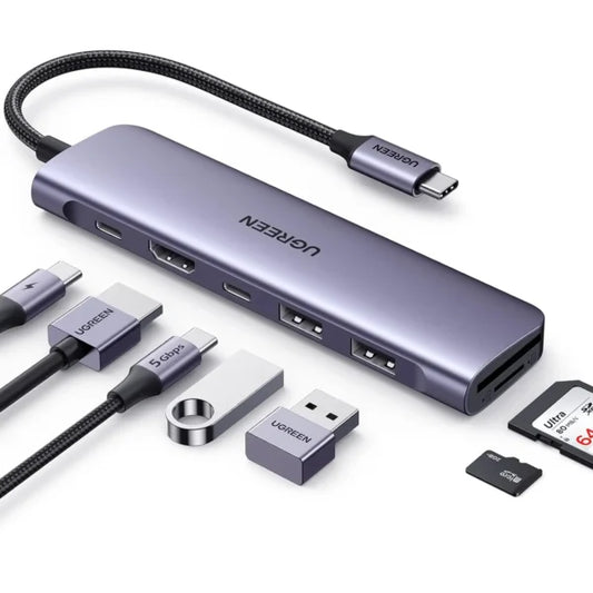 UGREEN 15214 7-in-1 USB-C Hub with 4K HDMI & SD/TF Readers (New)
