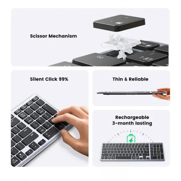 UGREEN 15258 Dual-Mode Ultra Slim Wireless Keyboard (New)