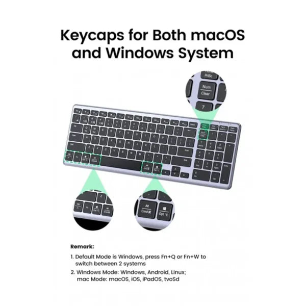 UGREEN 15258 Dual-Mode Ultra Slim Wireless Keyboard (New)