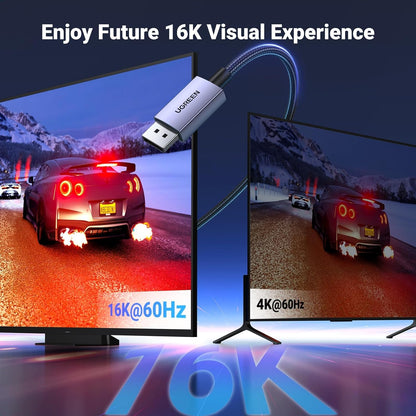 UGREEN 25862 DisplayPort 2.1 Cable - 16K@60Hz 8K@240Hz 80Gbps Braided (New)