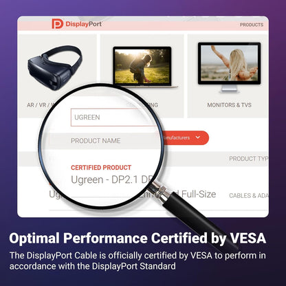 UGREEN DisplayPort 2.1 Cable 16K - 80Gbps VESA Certified Braided Cable 2m (Brand New)