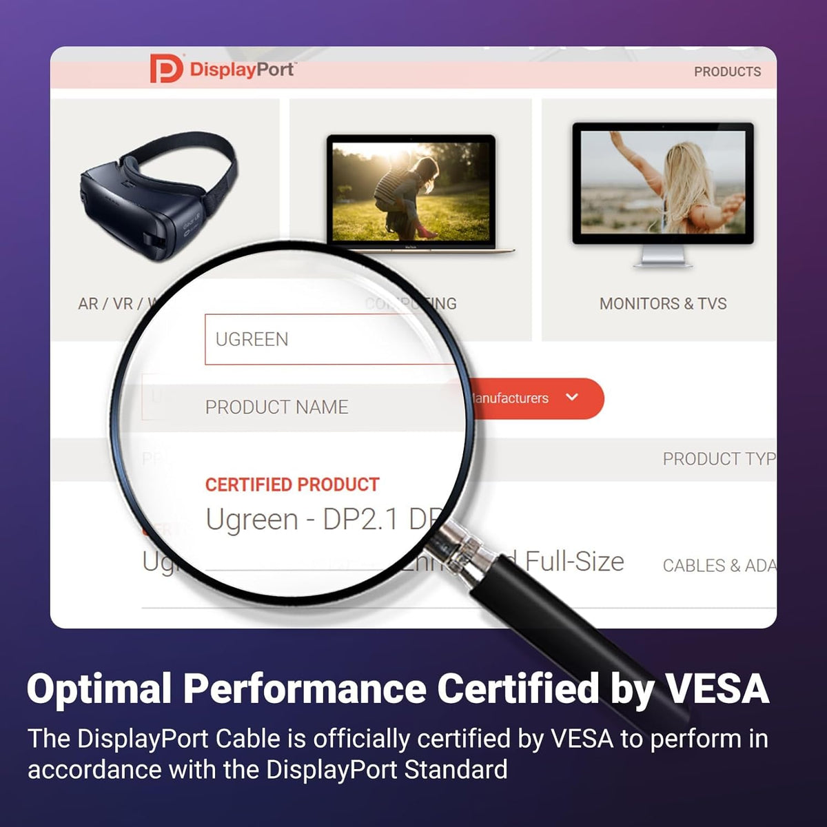 UGREEN 25862 DisplayPort 2.1 Cable - 16K@60Hz 8K@240Hz 80Gbps Braided (New)