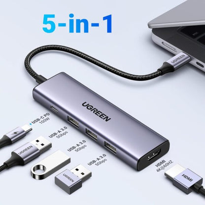 UGREEN 15597 5-in-1 USB-C Hub - 4K HDMI, 3x USB 3.0 & 100W PD (New)