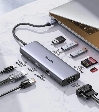 UGREEN 15600 9-in-1 USB-C Multifunction Hub with 4K HDMI & LAN (New)