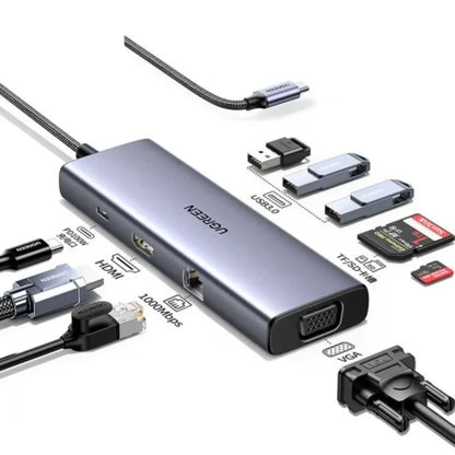UGREEN 15600 9-in-1 USB-C Multifunction Hub with 4K HDMI & LAN (New)