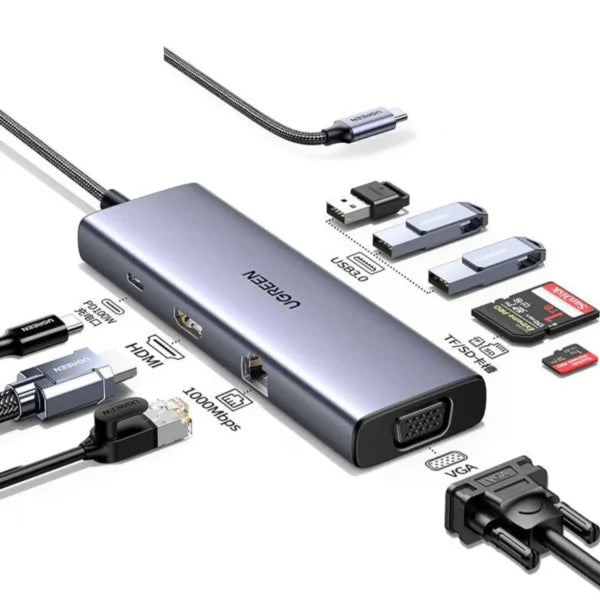 UGREEN 15600 9-in-1 USB-C Multifunction Hub with 4K HDMI & LAN (New)