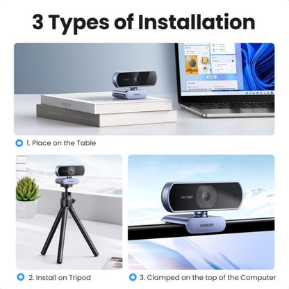 UGREEN 15728 1080P USB HD Webcam with Built-in Mic (New)