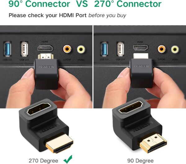 UGREEN 20110 Gold-Plated 4K HDMI Male to Female Adapter (New)