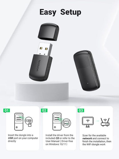 UGREEN 20204 AC650 Dual-Band Wireless USB Wi-Fi Adapter (New)