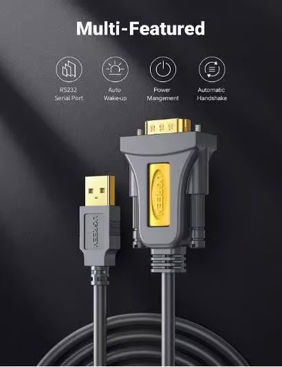 UGREEN 20222 - USB 2.0 to DB9 RS-232 Serial Male Adapter Cable 2m (New)