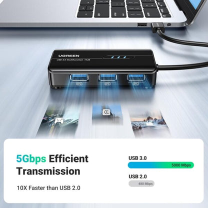 UGREEN 20265 USB 3.0 3-Port Hub with Gigabit Ethernet Adapter (New)