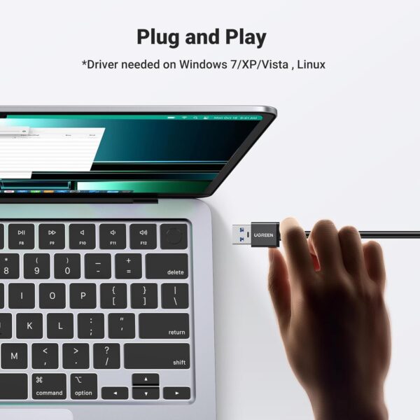 UGREEN 20265 USB 3.0 3-Port Hub with Gigabit Ethernet Adapter (New)