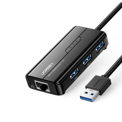 UGREEN 20265 USB 3.0 3-Port Hub with Gigabit Ethernet Adapter (New)
