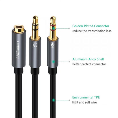 UGREEN 20899 3.5mm Audio Splitter Cable – 1 Female to 2 Male