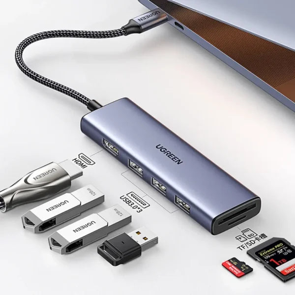 UGREEN 20956A 6-in-1 USB-C Hub with 4K HDMI & Card Reader (New)