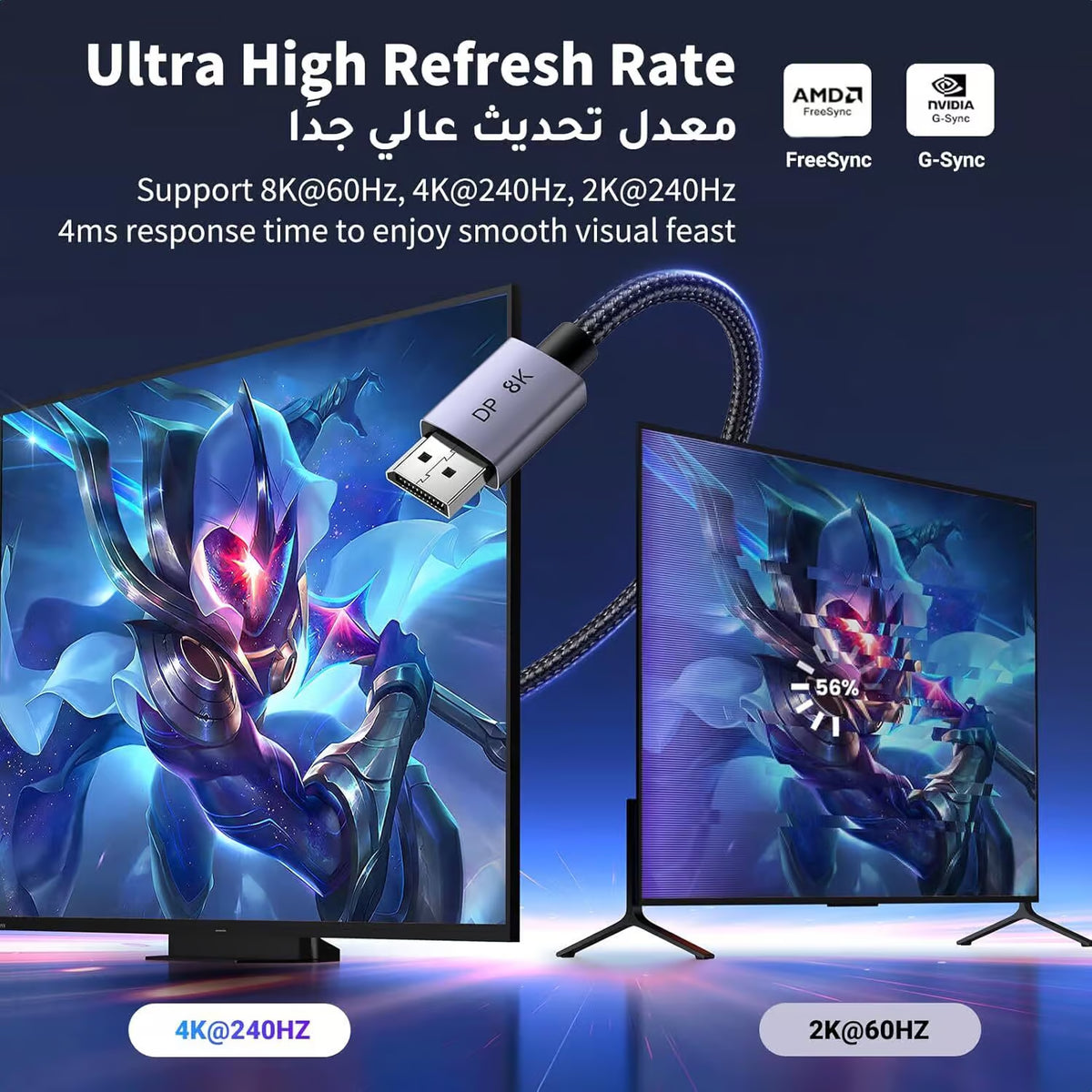 UGREEN 25906 DisplayPort 1.4 Cable 8K@60Hz 4K@240Hz - 3m (Brand New)