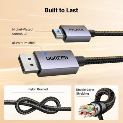 UGREEN 35843 - DisplayPort 1.4 to HDMI Braided Cable 3m - 10.2Gbps (New)