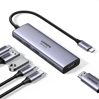 UGREEN 35999 6-in-1 USB-C Hub with 4K@60Hz HDMI & 10Gbps Data (New)