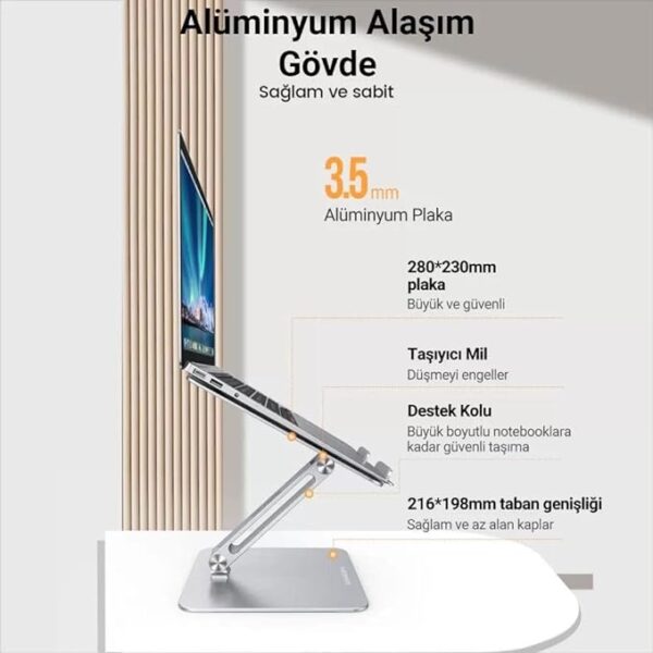 UGREEN 40291 Dual-Axis Adjustable Laptop Stand Silver (New)