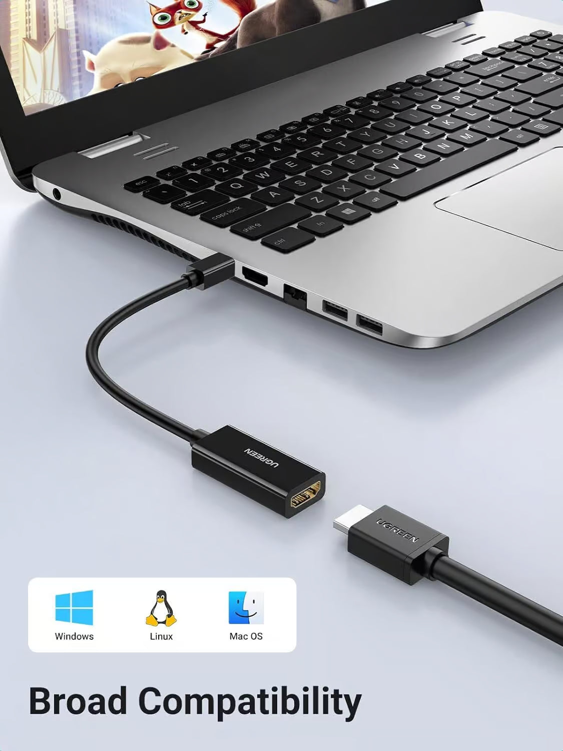 UGREEN 40360 Mini DisplayPort to HDMI Adapter - 4K Ultra HD 30Hz Compact Display Converter (Brand New)