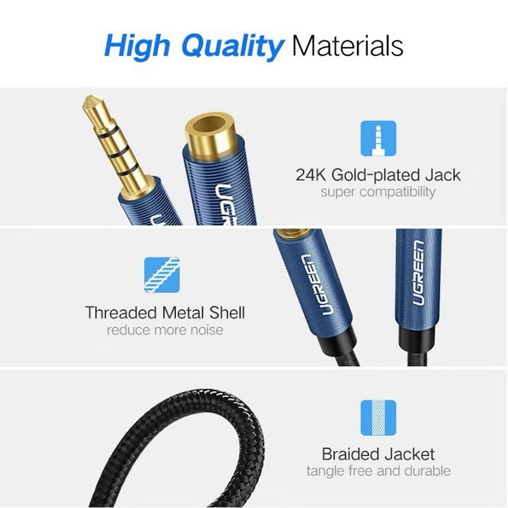 UGREEN 40675 3.5mm AUX Audio Extension Cable – Male to Female, 2m