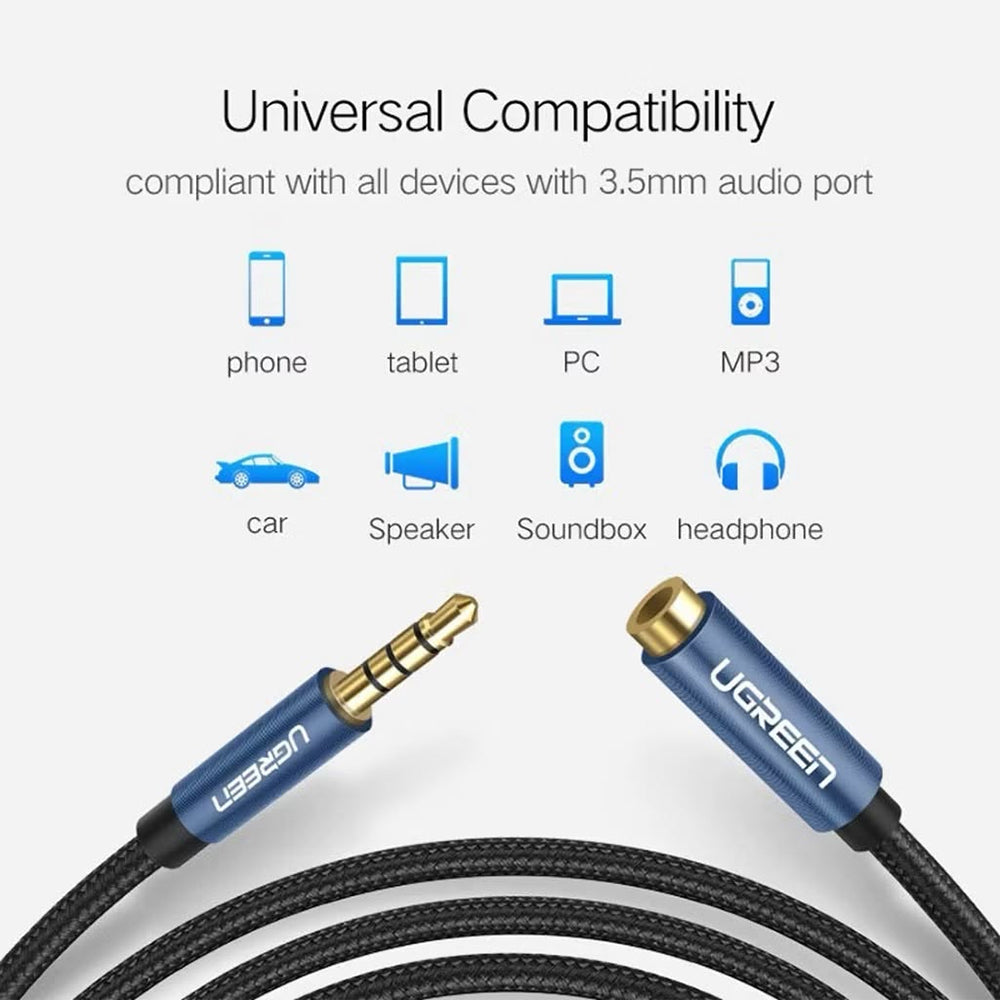 UGREEN 40675 3.5mm AUX Audio Extension Cable – Male to Female, 2m