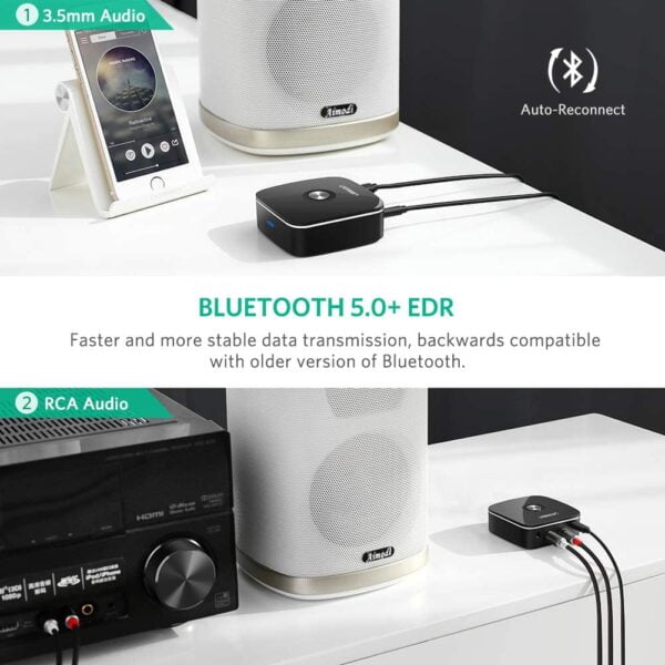UGREEN 40759 Bluetooth 5.1 Audio Receiver with 3.5mm & 2RCA (New)