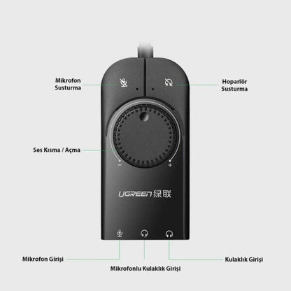 UGREEN 40964 USB to 3.5mm External Stereo Sound Adapter 15cm (New)