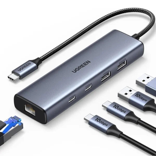UGREEN 45320 6-in-1 USB-C Hub with Gigabit Ethernet & USB 3.2 (New)