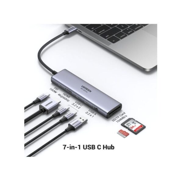 UGREEN 45521 7-in-1 USB-C Hub with 100W PD & SD/TF Readers (New)